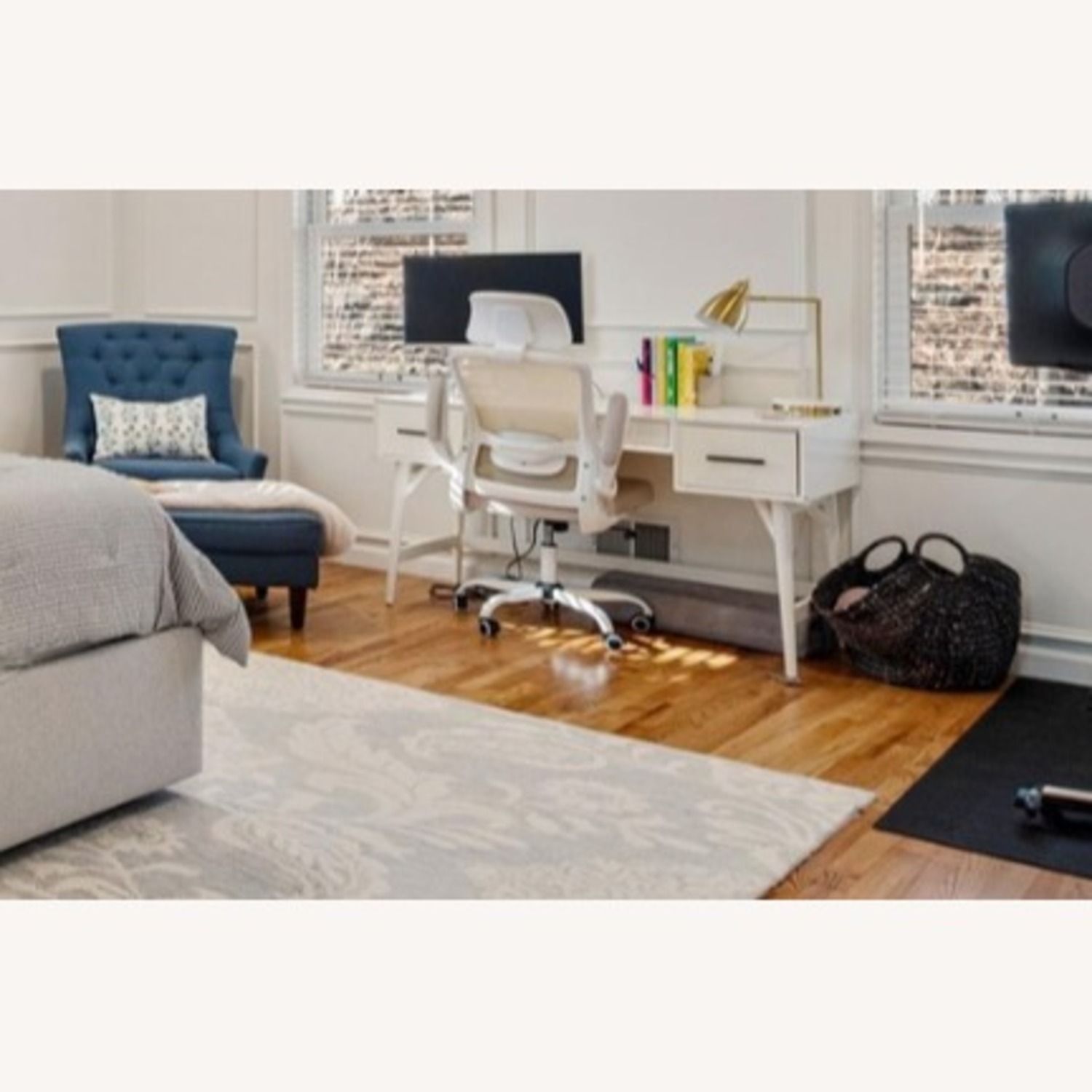 West Elm Mid Century Desk White Lacquer Desk - image-2