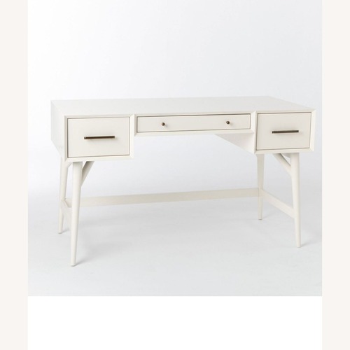 Used West Elm Mid Century Desk White Lacquer Desk for sale on AptDeco