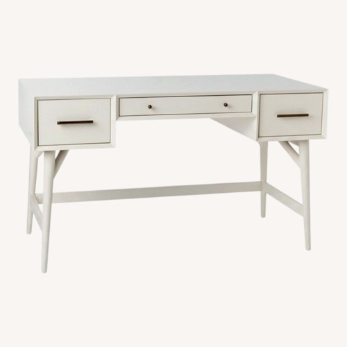 Used West Elm Mid Century Desk White Lacquer Desk for sale on AptDeco