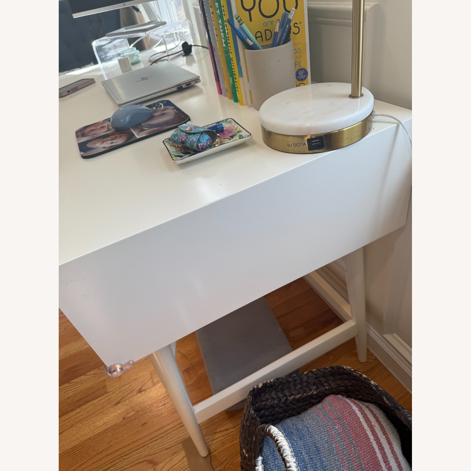 West Elm Mid Century Desk White Lacquer Desk - image-7