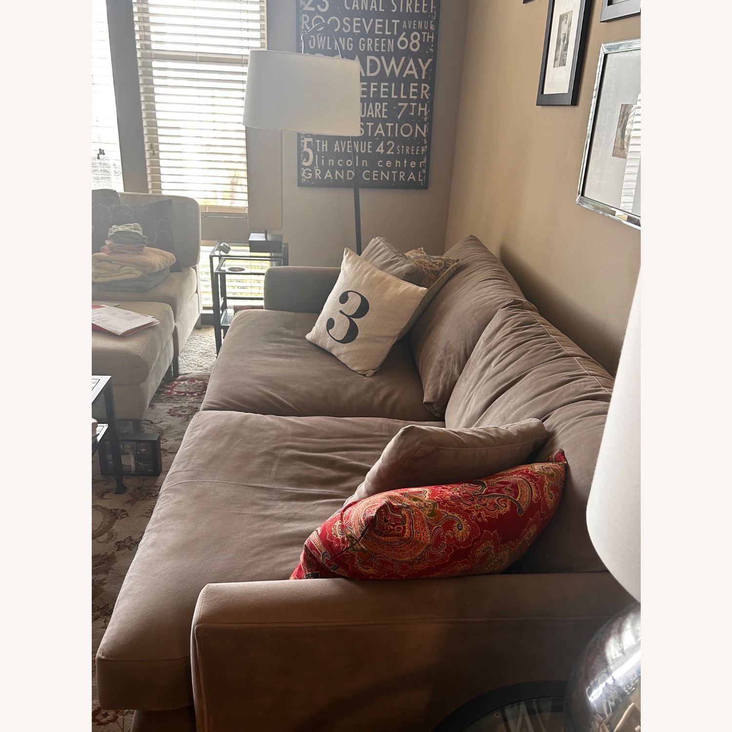 Crate & Barrel Lounge Natural Microsuede 3+ Seater Sofa - image-2