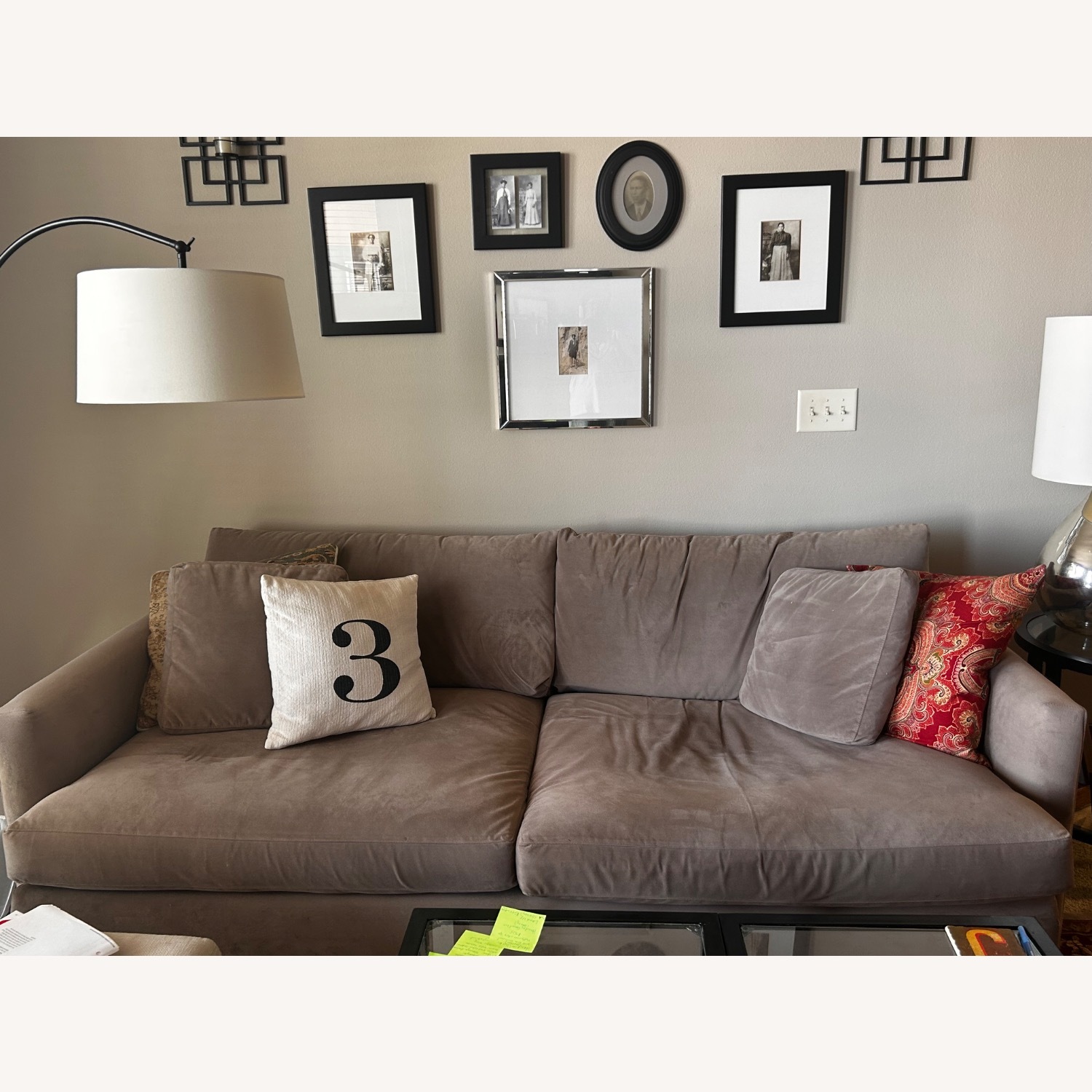 Crate & Barrel Lounge Natural Microsuede 3+ Seater Sofa - image-1