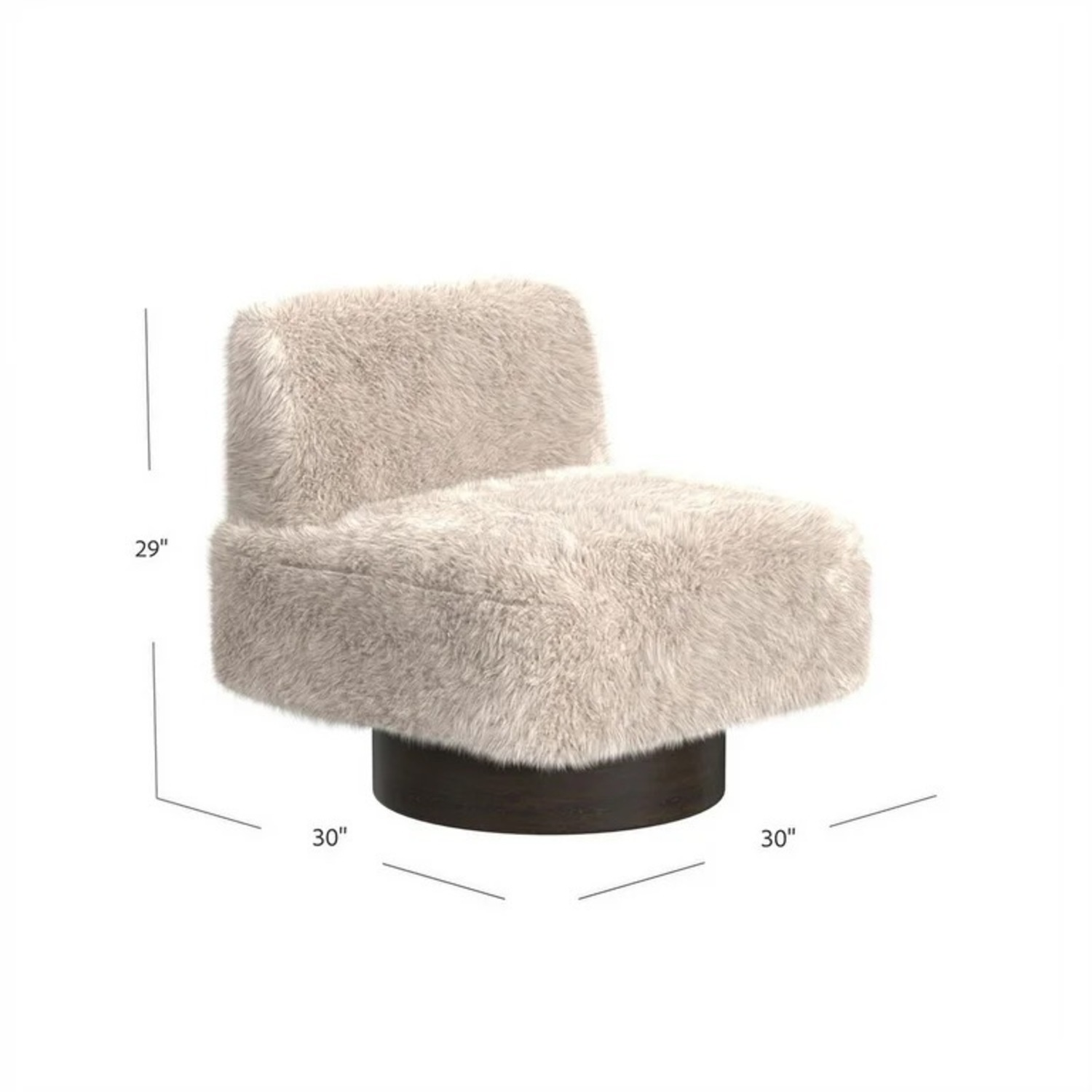 Fur Fabric Swivel Accent Chair with Wood Base - image-6