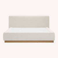Crate & Barrel Gather White Boucle Queen Bed