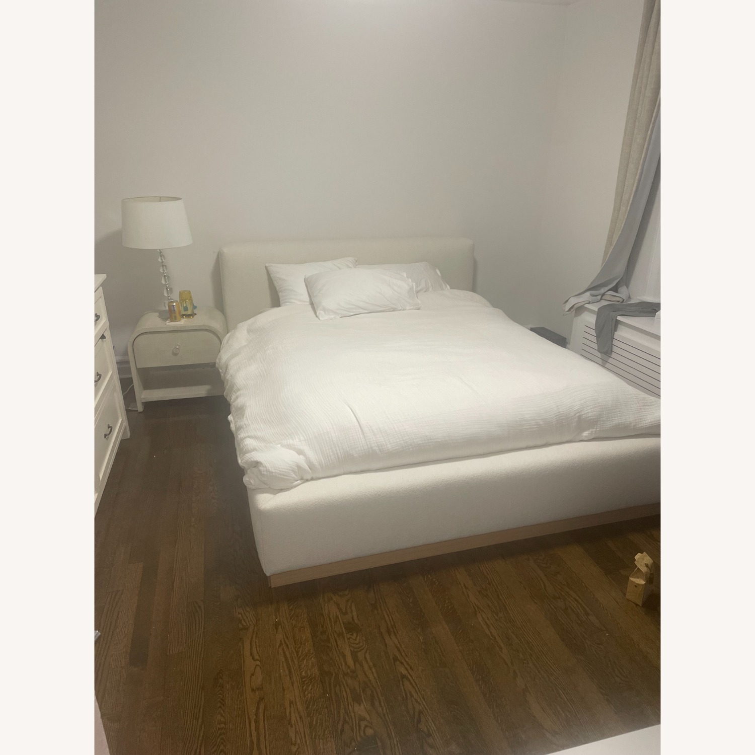 Crate & Barrel Gather White Boucle Queen Bed - image-1