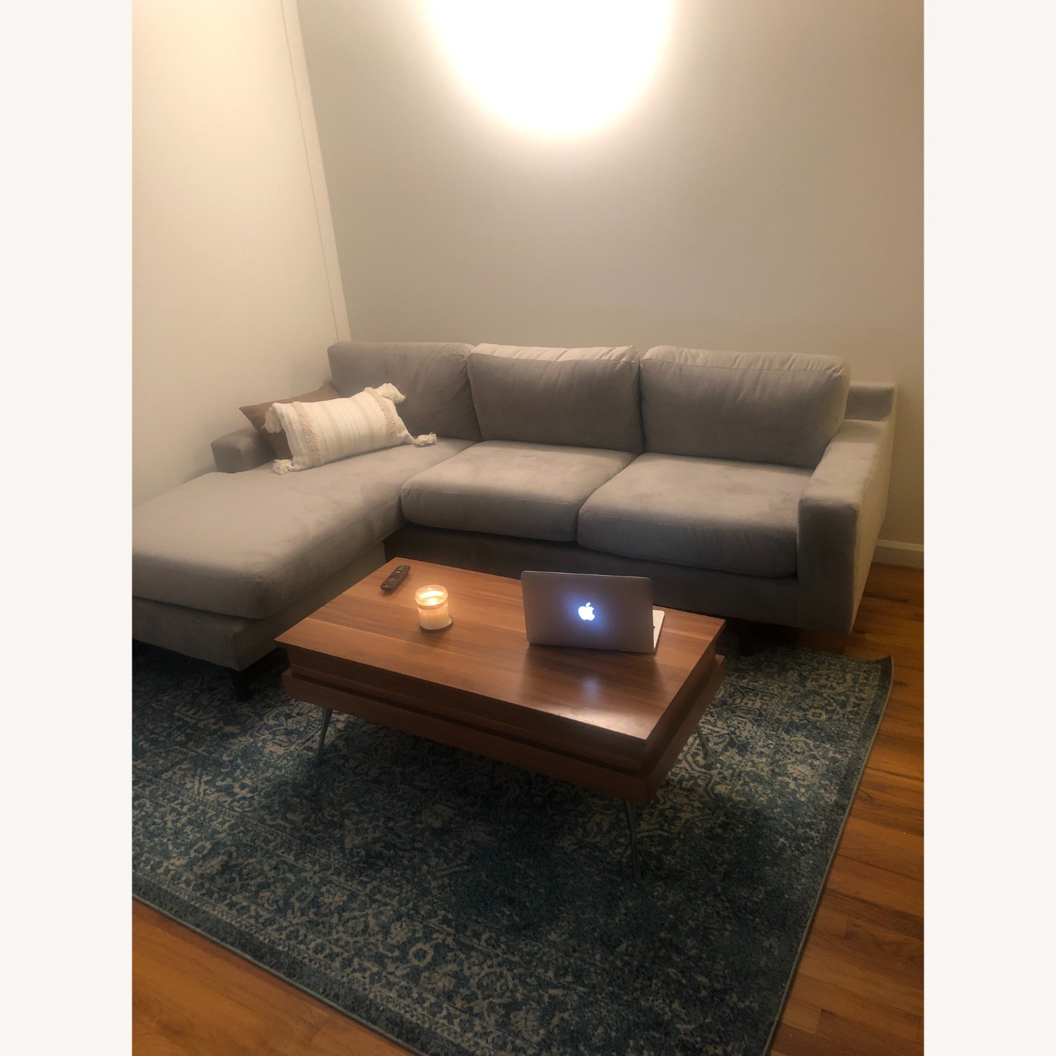 West Elm Light Gray Eddy Reversible Chaise Sectional - image-3