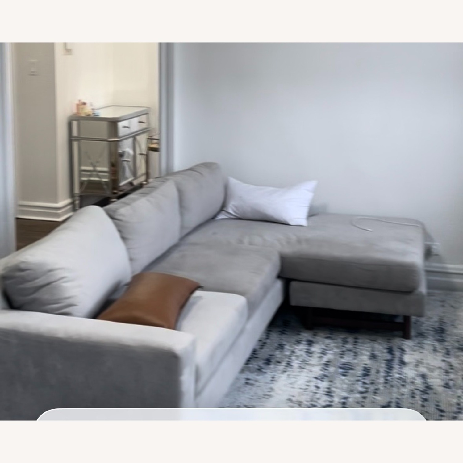 West Elm Light Gray Eddy Reversible Chaise Sectional - image-2