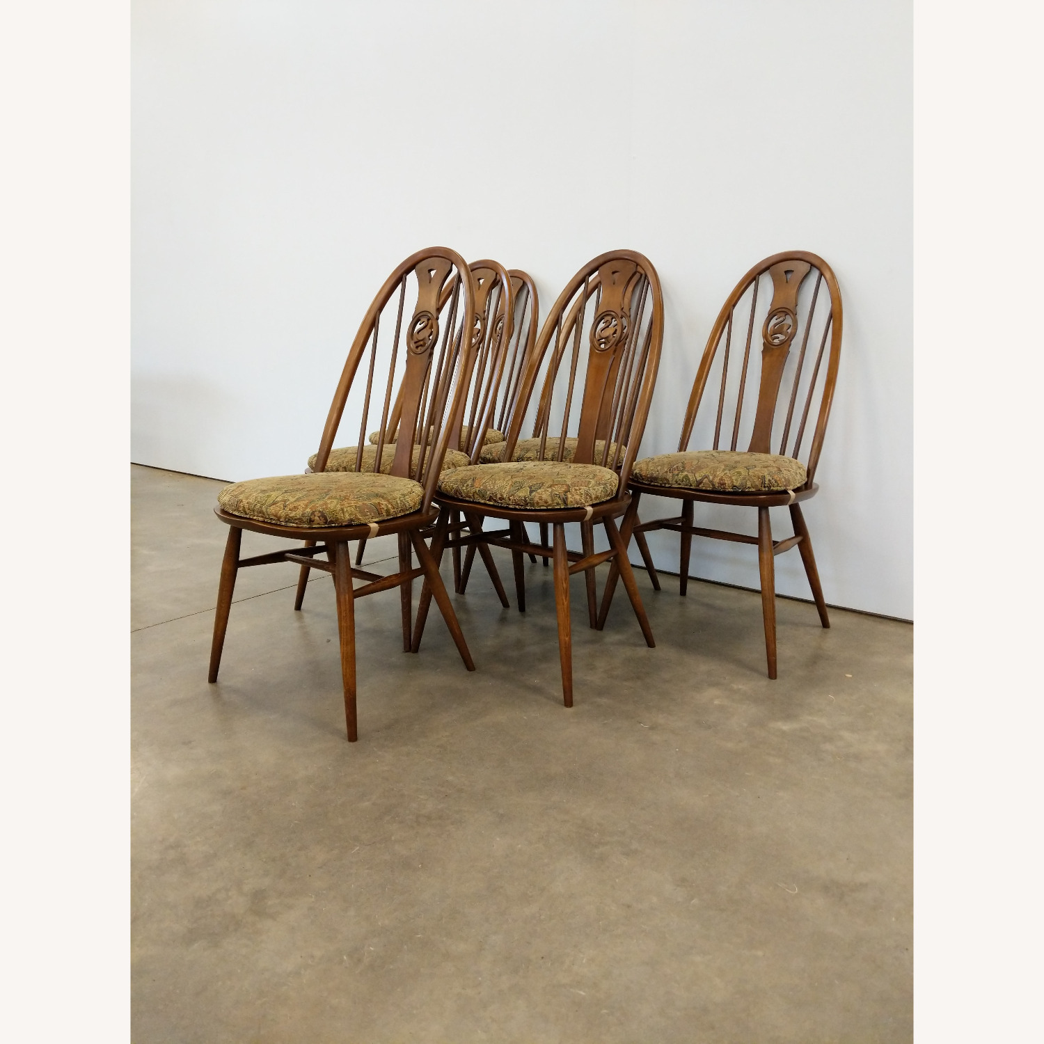 6 Vintage Mid Century Modern Ercol Dining Chairs - image-6