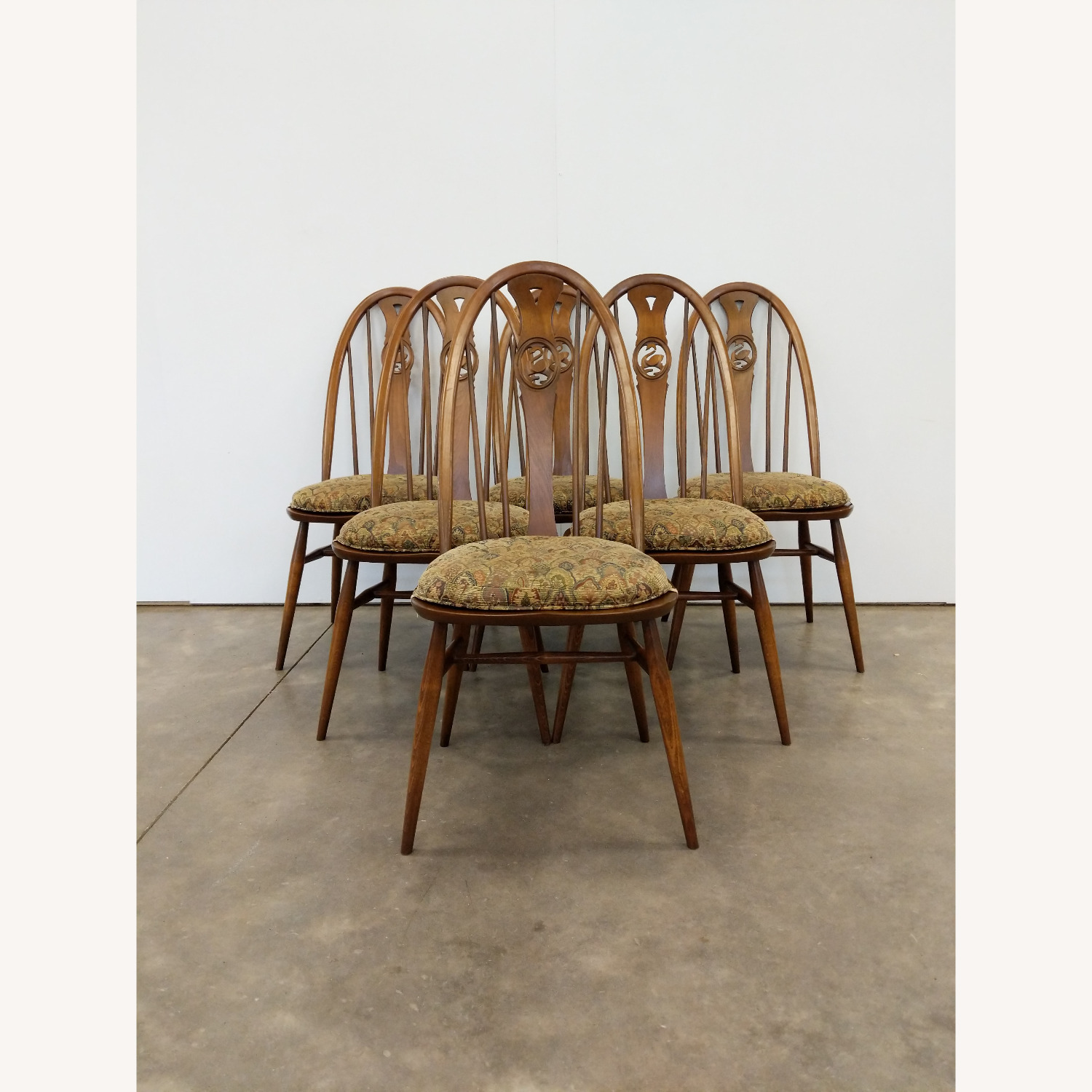 6 Vintage Mid Century Modern Ercol Dining Chairs - image-5