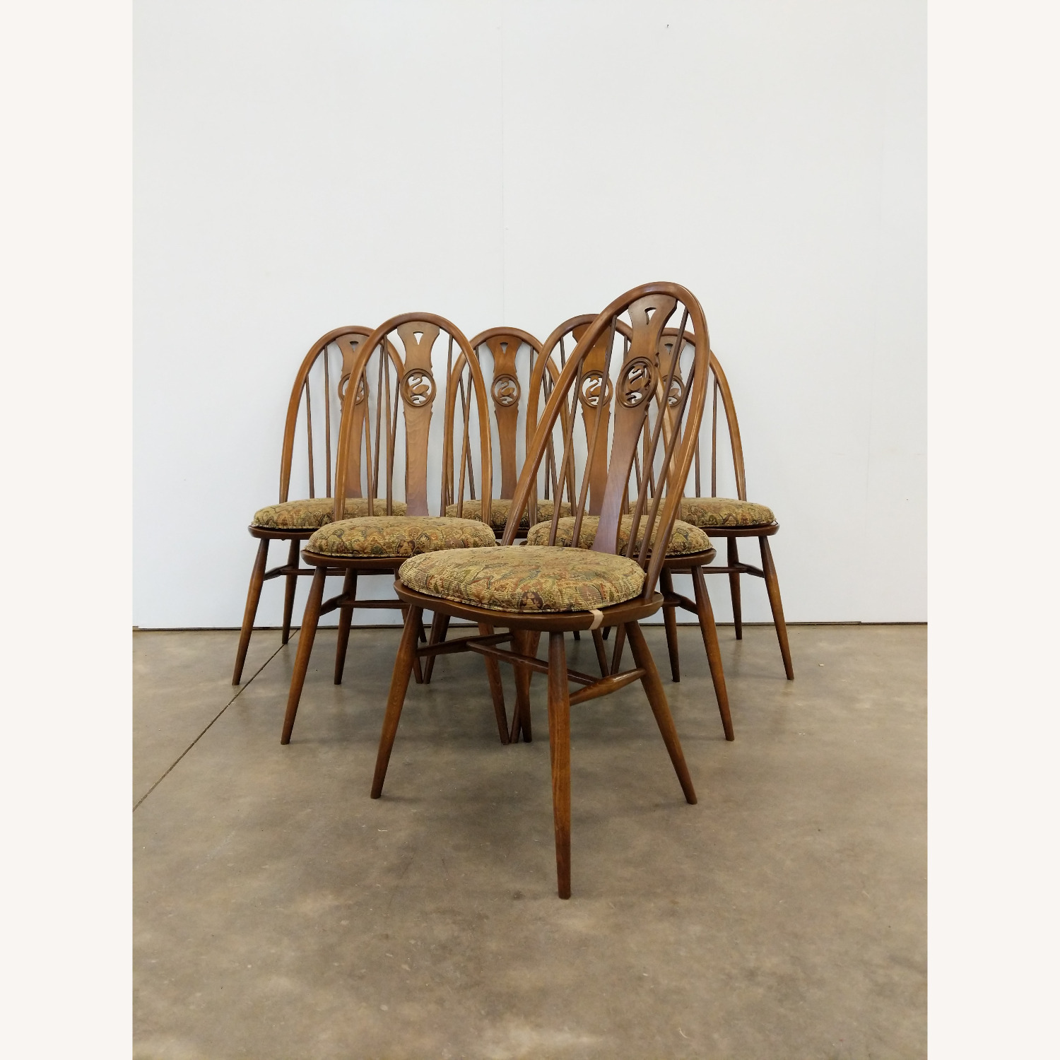 6 Vintage Mid Century Modern Ercol Dining Chairs - image-1