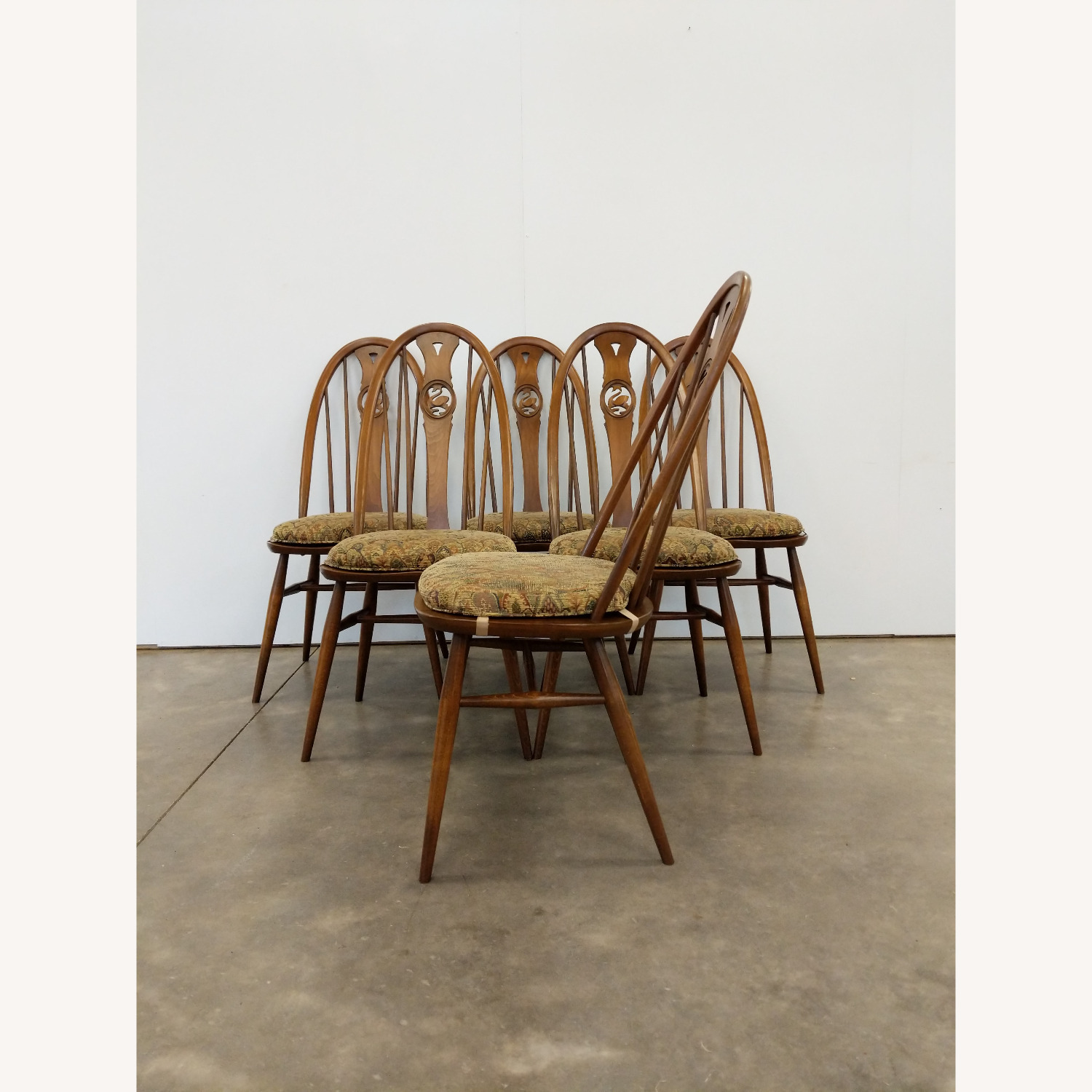 6 Vintage Mid Century Modern Ercol Dining Chairs - image-2