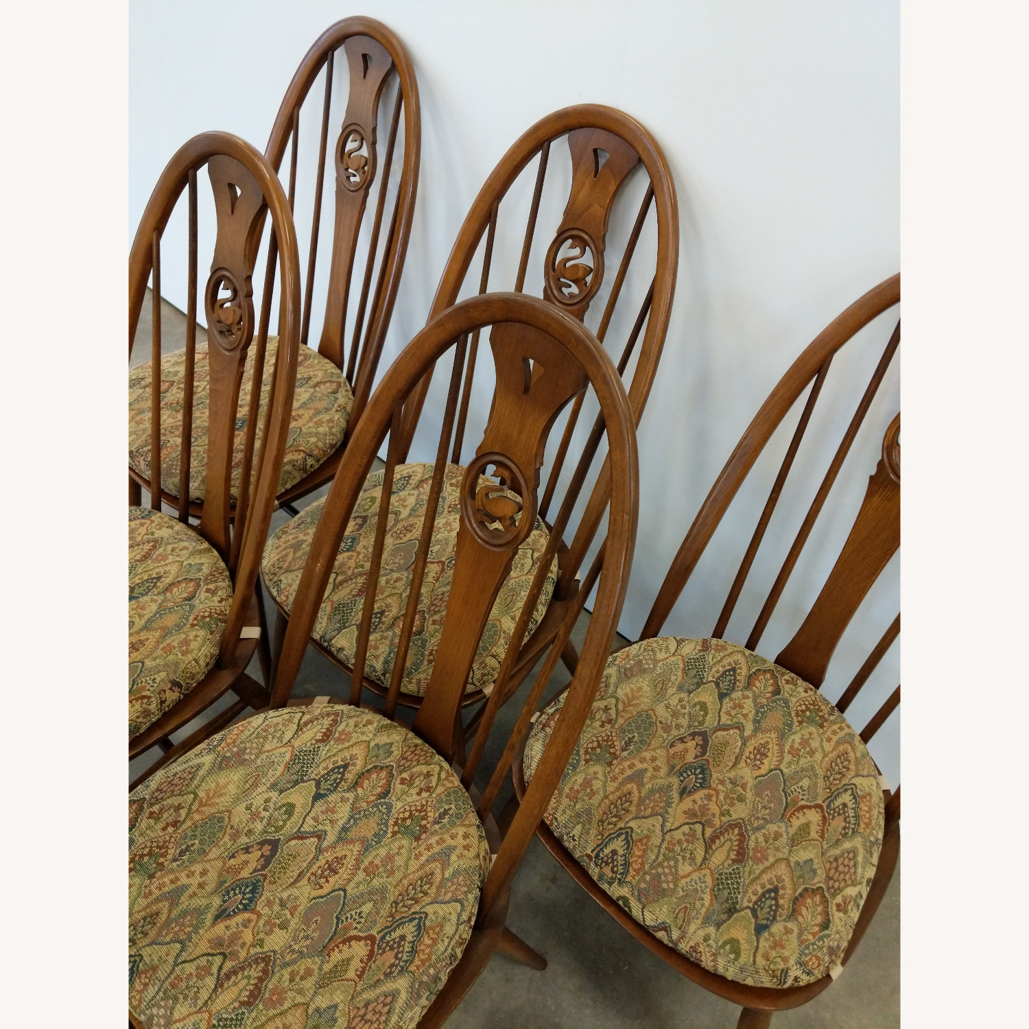 6 Vintage Mid Century Modern Ercol Dining Chairs - image-11