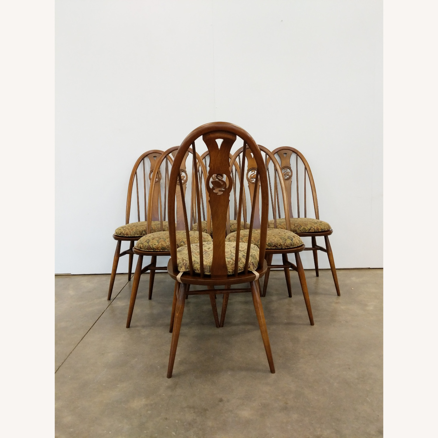 6 Vintage Mid Century Modern Ercol Dining Chairs - image-3