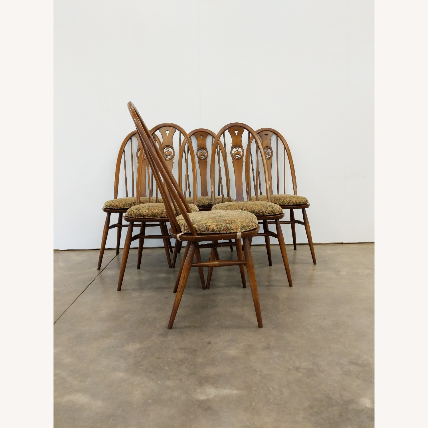 6 Vintage Mid Century Modern Ercol Dining Chairs - image-4