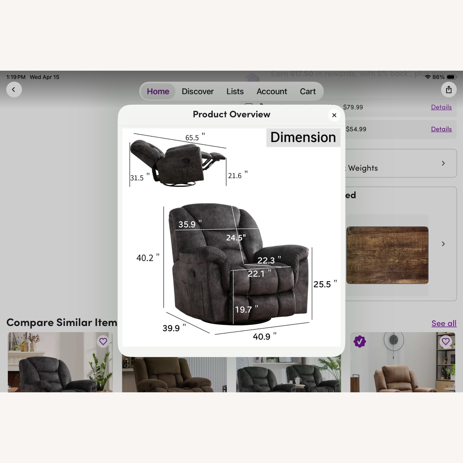 Wayfair Recliner Manual Oversized & Plush - image-3