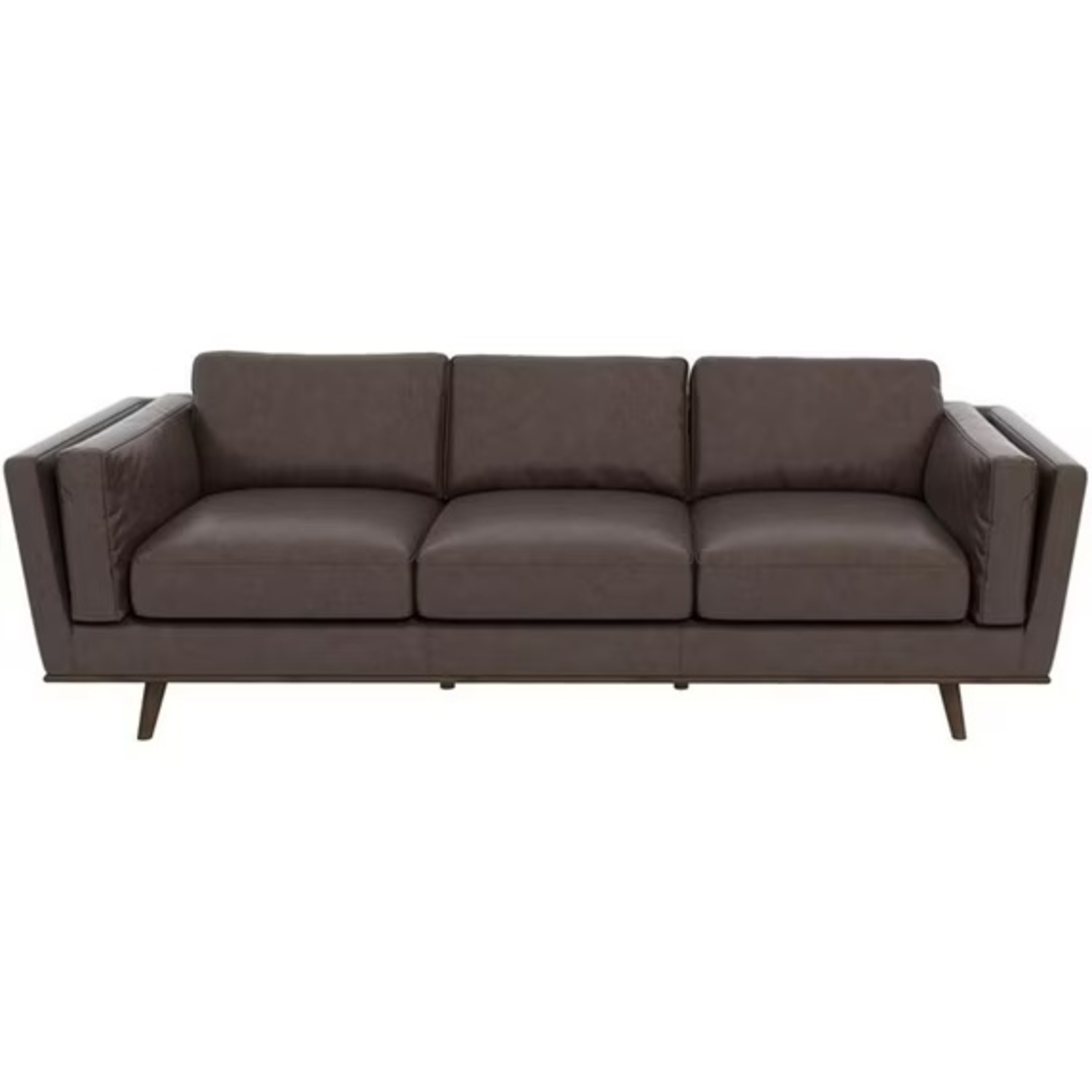 Dark Brown Genuine Leather Sofa - image-4