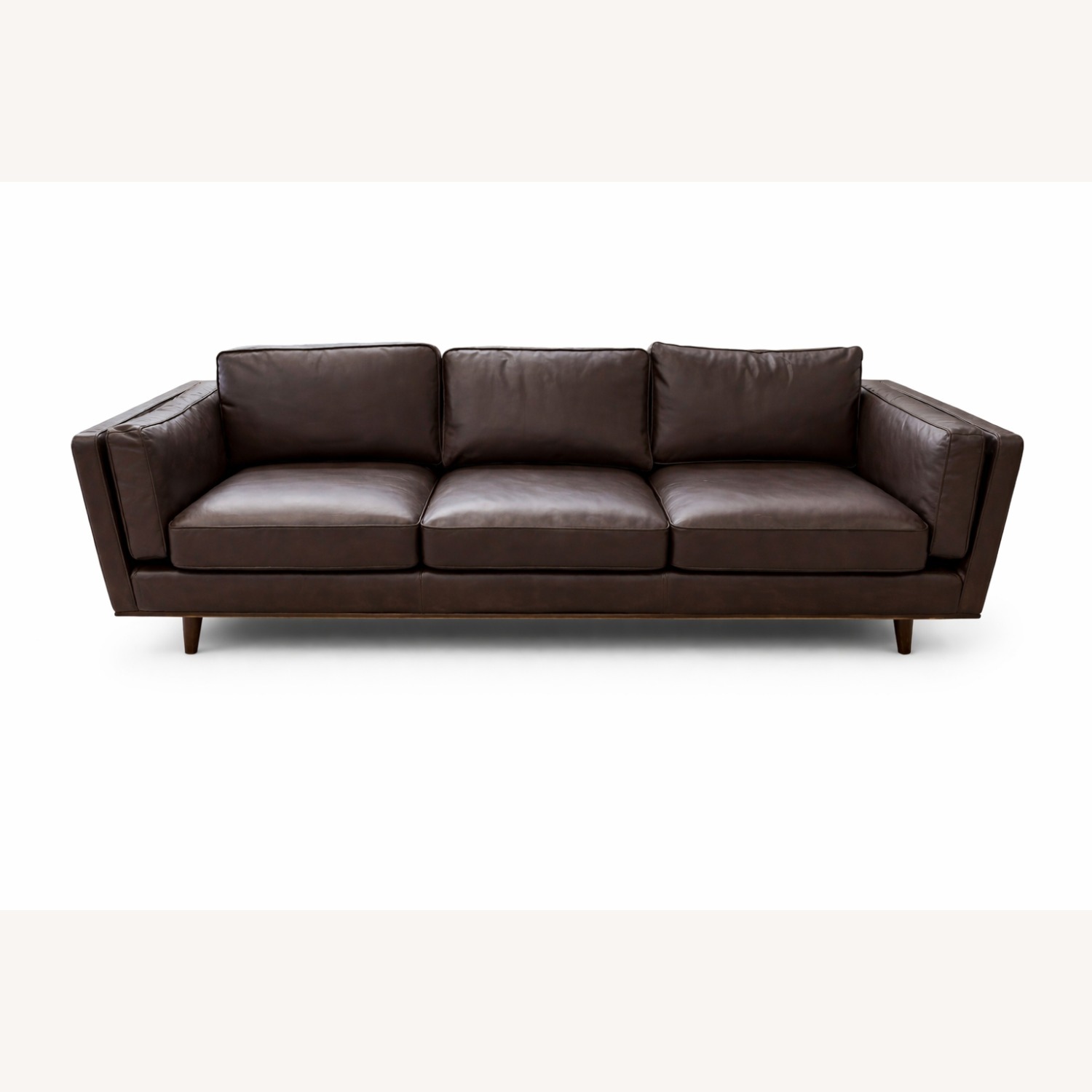Dark Brown Genuine Leather Sofa - image-1