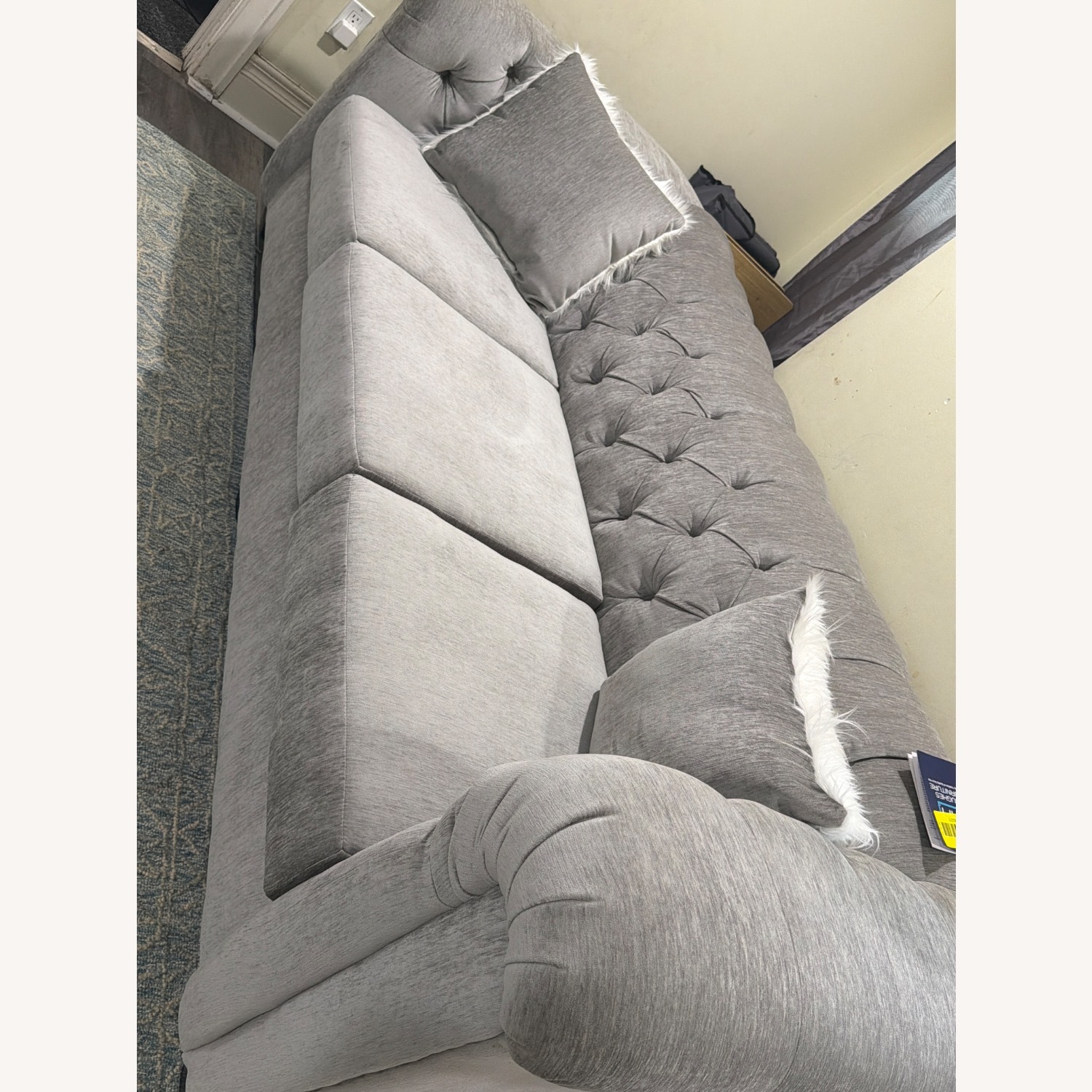 Lush Light Gray Velvet 3+ Seater Sofa - image-3
