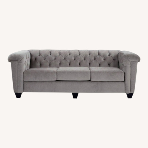 Used Lush Light Gray Velvet 3+ Seater Sofa for sale on AptDeco