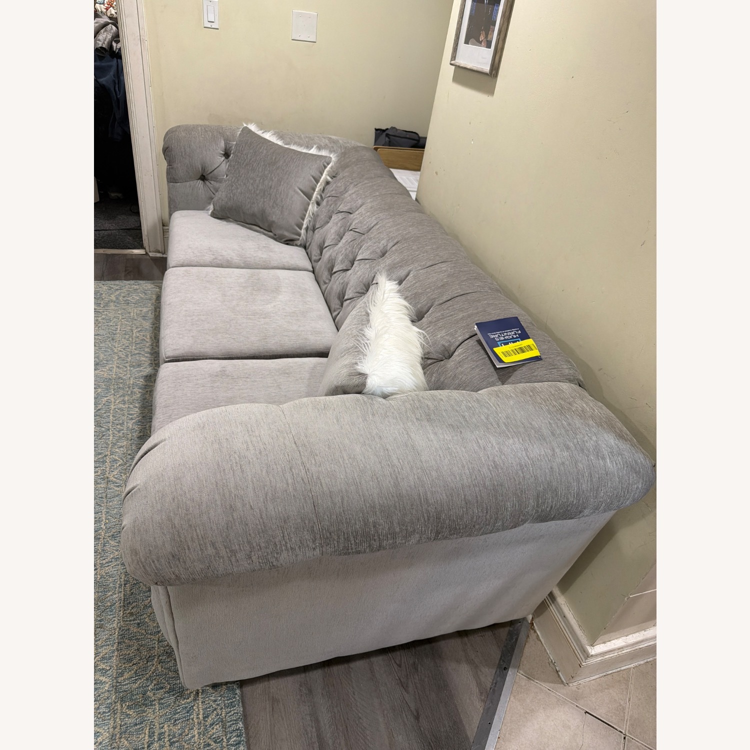 Lush Light Gray Velvet 3+ Seater Sofa - image-2