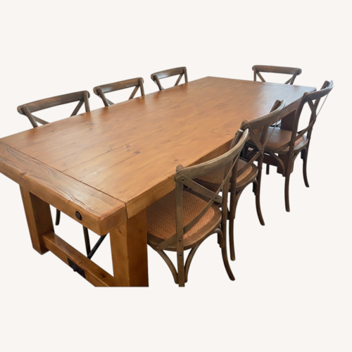 Used Pottery Barn Bench Wright Extendable Table Set for sale on AptDeco