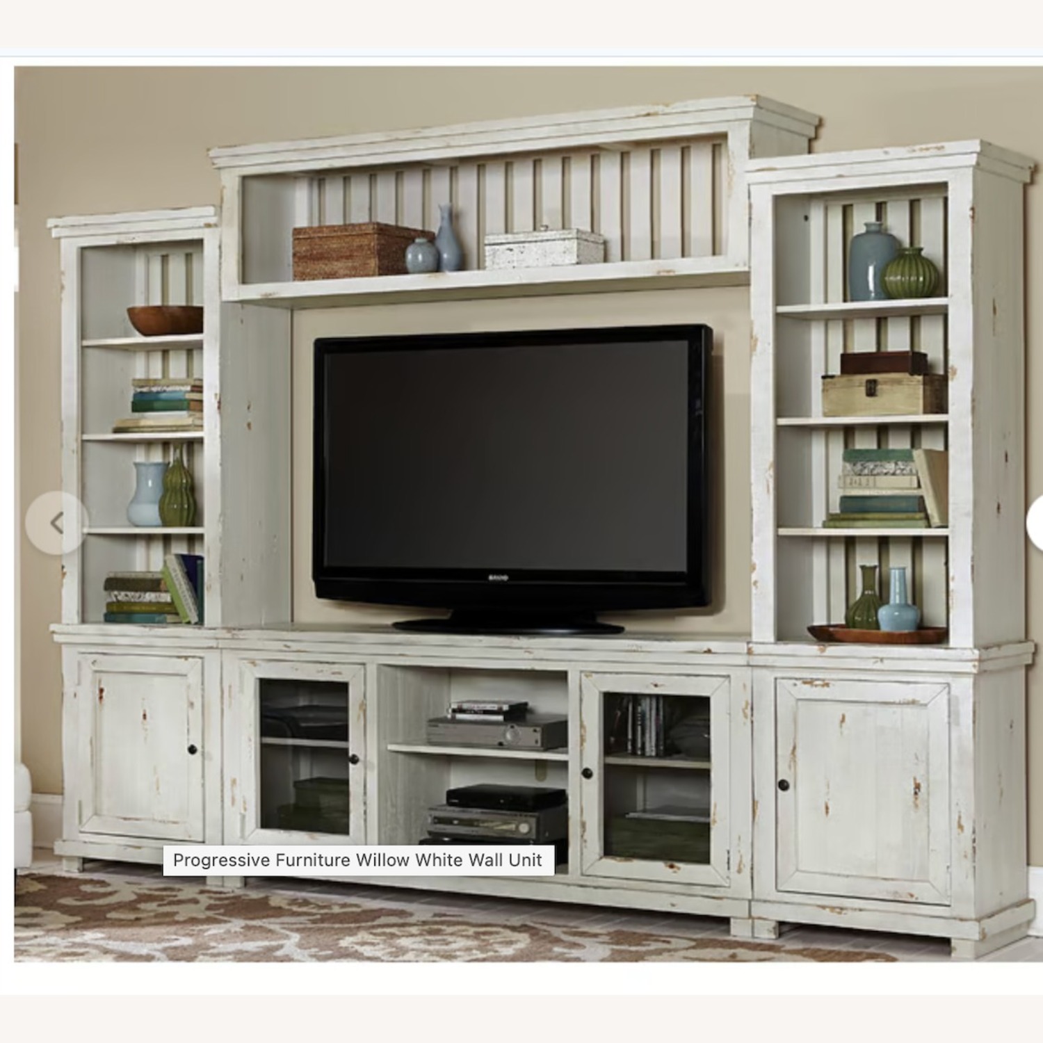Living Spaces Willow White Wood Wall Unit - image-3
