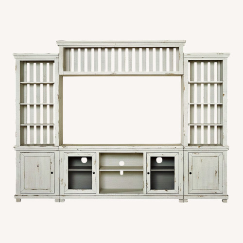 Used Living Spaces Willow White Wood Wall Unit for sale on AptDeco