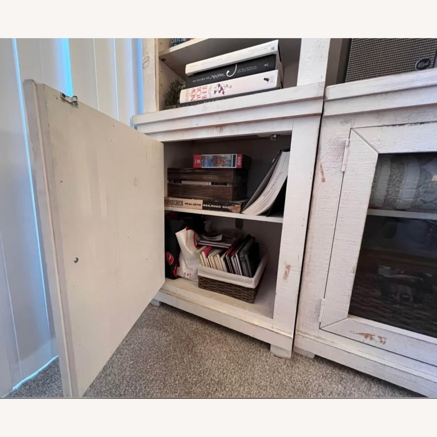 Living Spaces Willow White Wood Wall Unit - image-5