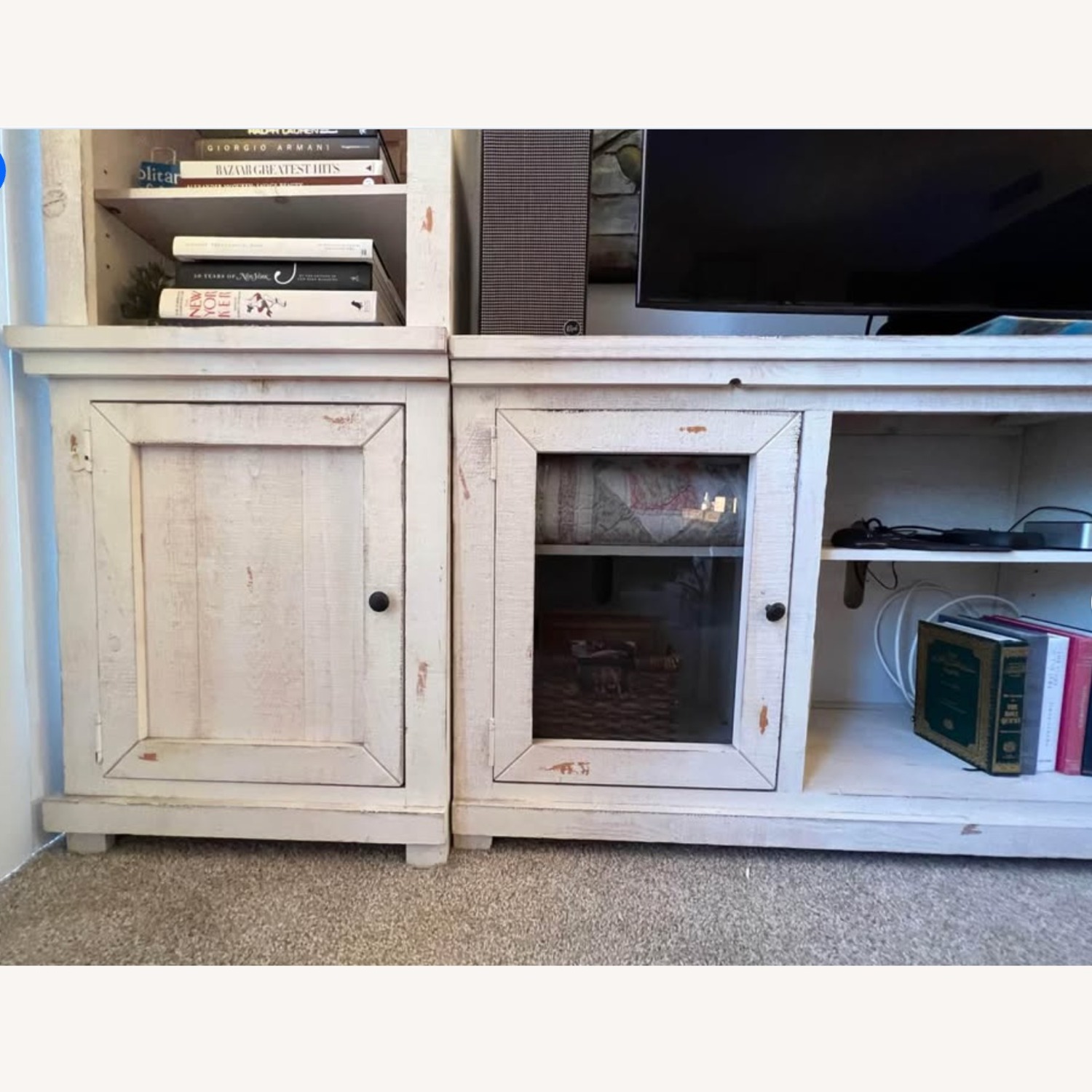 Living Spaces Willow White Wood Wall Unit - image-4