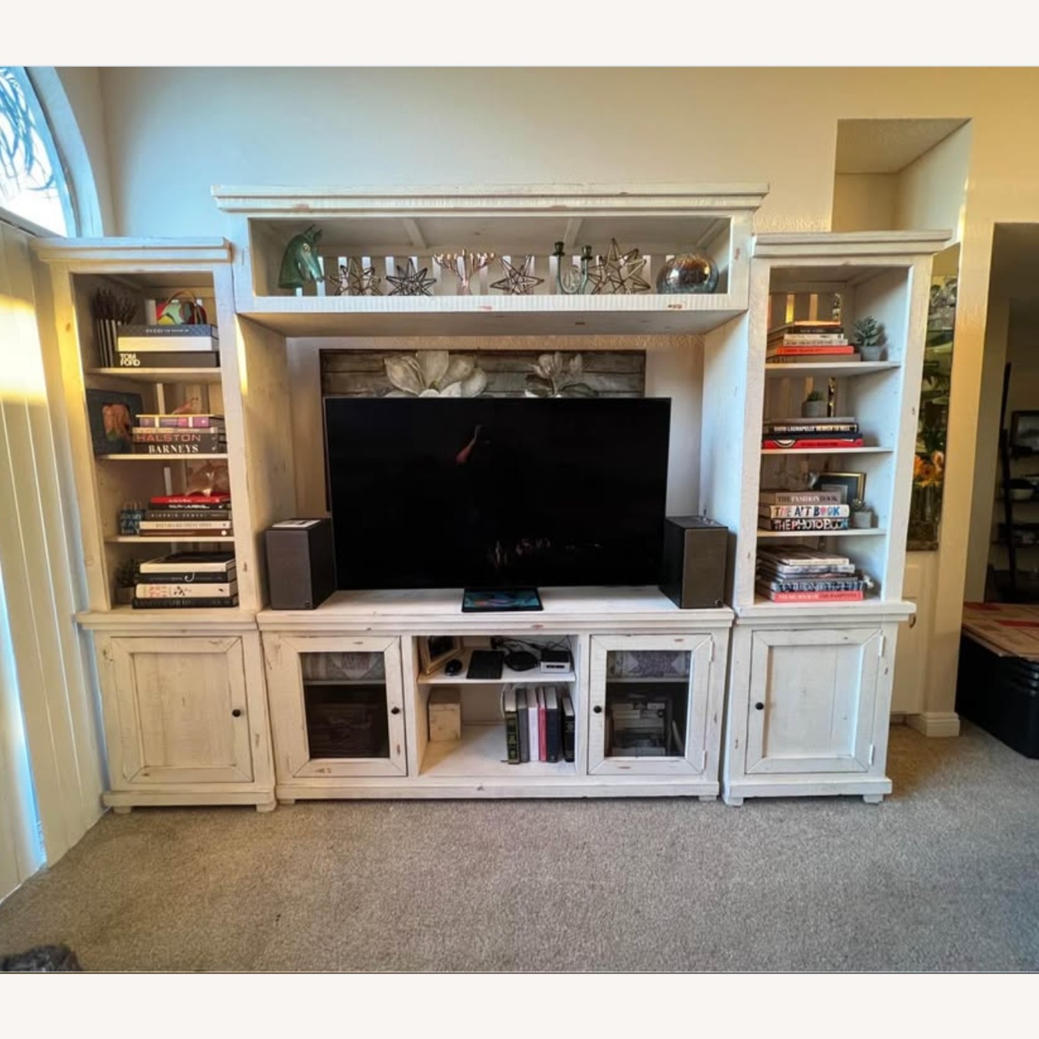 Living Spaces Willow White Wood Wall Unit - image-1