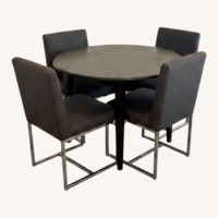 Dark Brown Wood Dining Set - 4 Chairs included