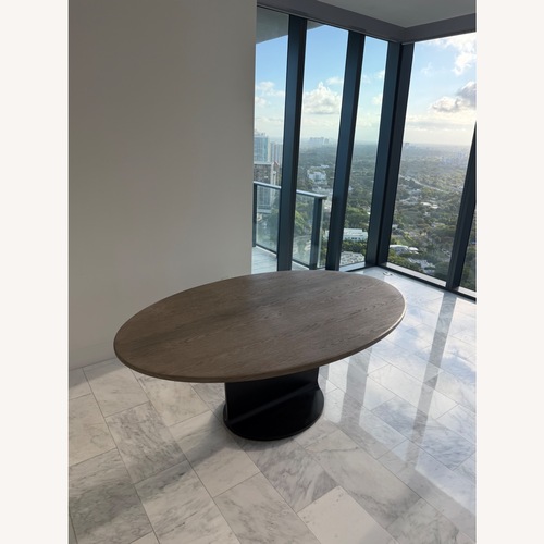 Used Restoration Hardware Light Gray I Beam Oval Dining Table for sale on AptDeco