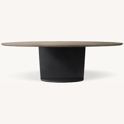 Used Restoration Hardware Light Gray I Beam Oval Dining Table for sale on AptDeco