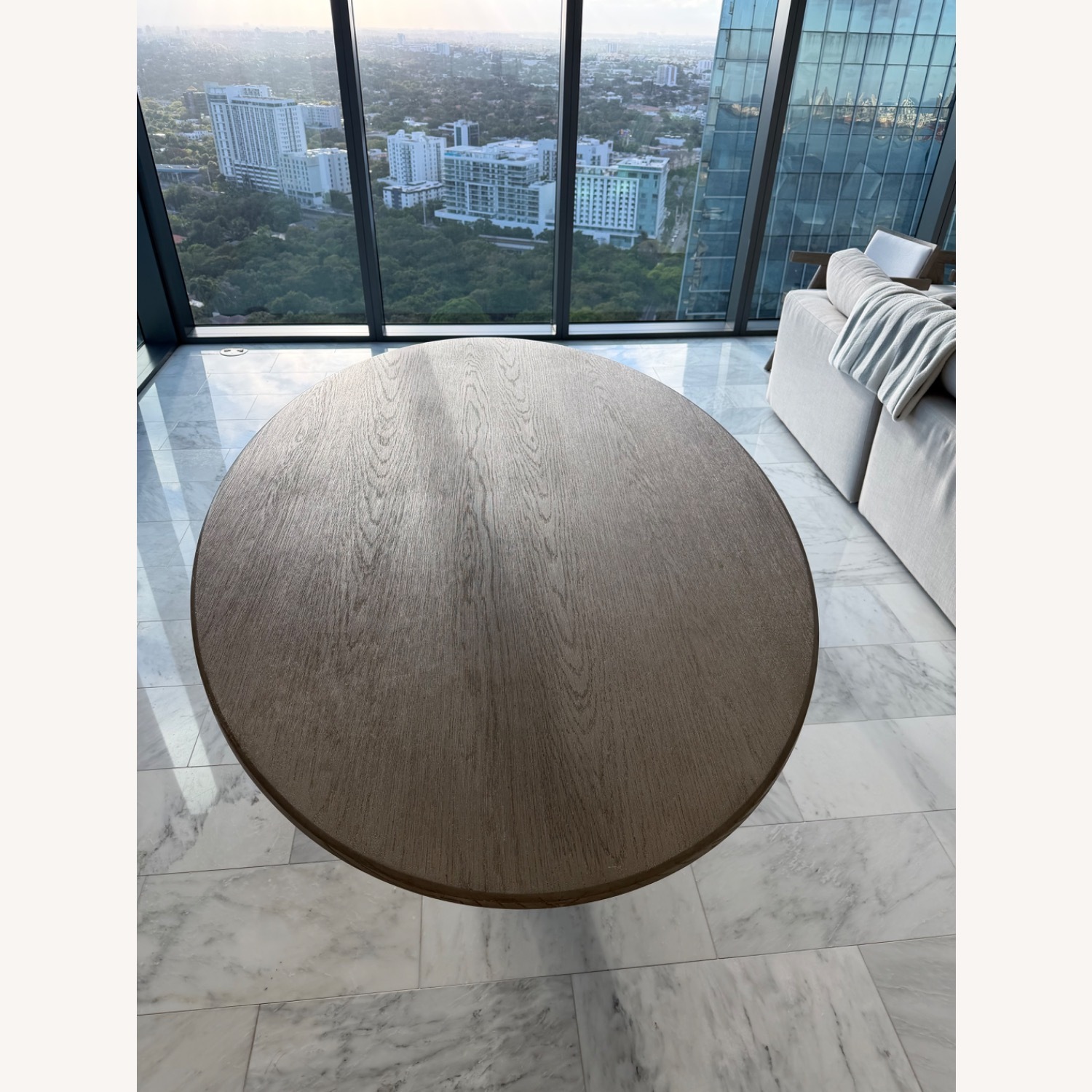 Restoration Hardware Light Gray I Beam Oval Dining Table - image-4