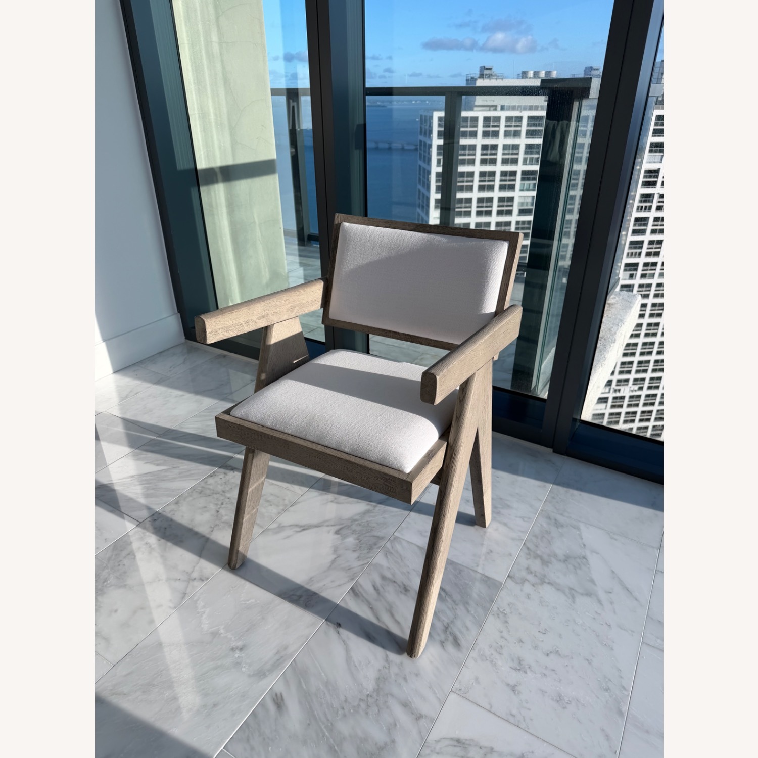 Restoration Hardware Jakob White Wood Armchair - image-2