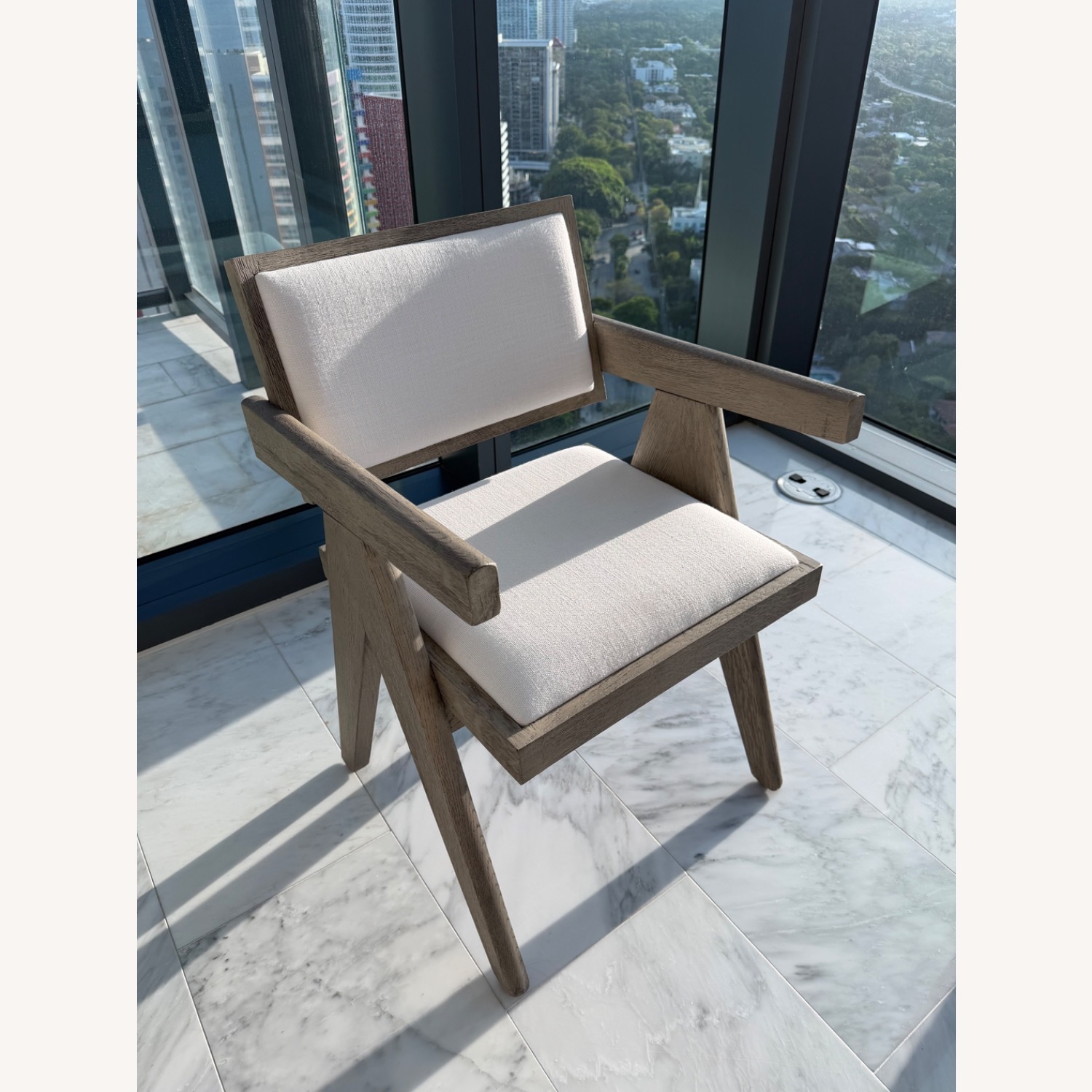 Restoration Hardware Jakob White Wood Armchair - image-1