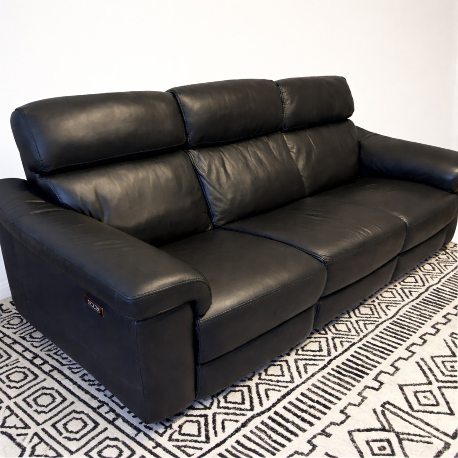 Natuzzi Edition Giulivo Black Leather 3+ Seater Sofa - image-1