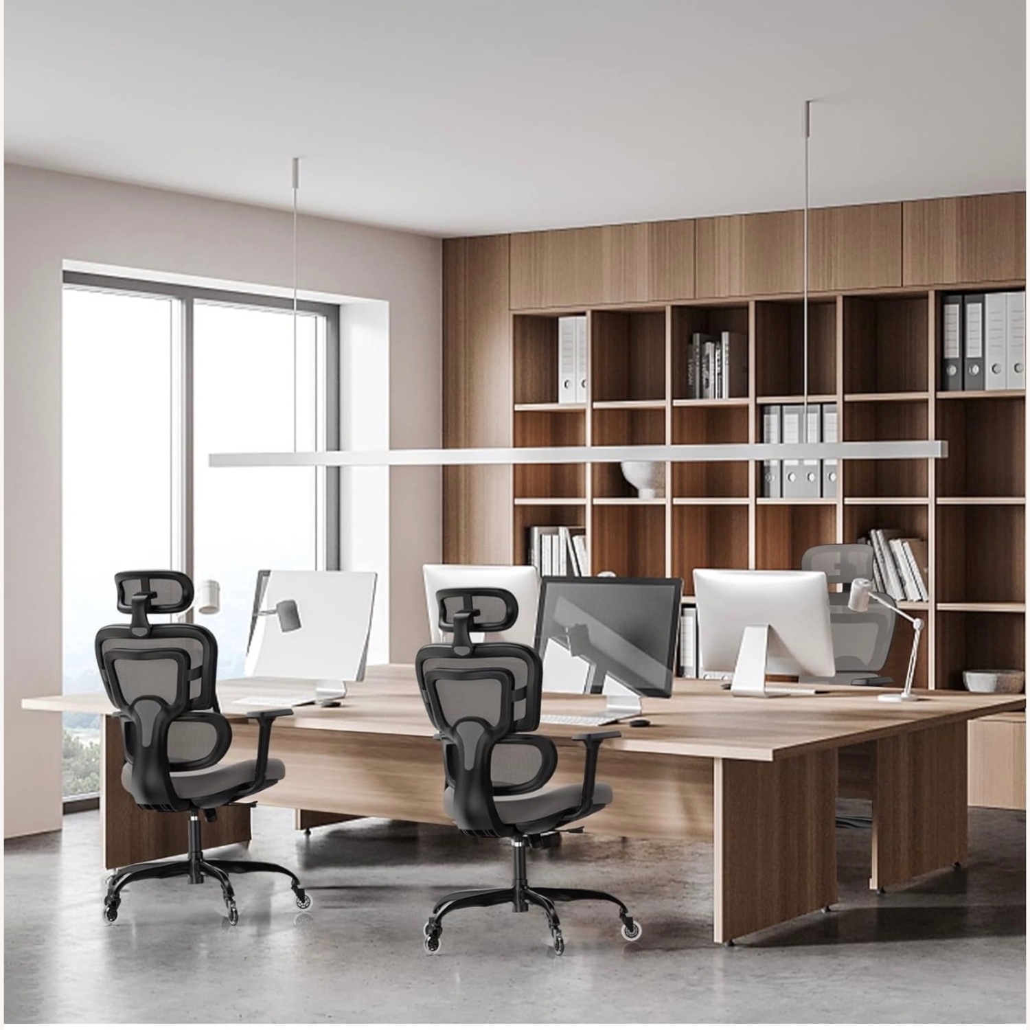 Two Light Gray Ergonomic High Back Executive Chair - image-2