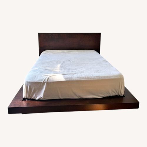 Used Modern Dark Wood Platform Bed – Minimalist Design for sale on AptDeco