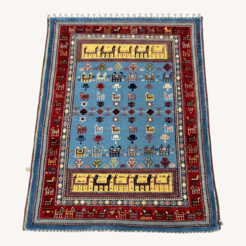 Used Small Persian Gabbeh Rug, Animal Motifs, 2.9х3.10 for sale on AptDeco