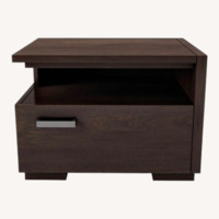 Modern Dark Wood Nightstands (Set of 2)