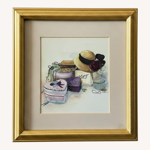 Used Framed Vintage Peggy Reimel Abrams "Hat Box" Print for sale on AptDeco