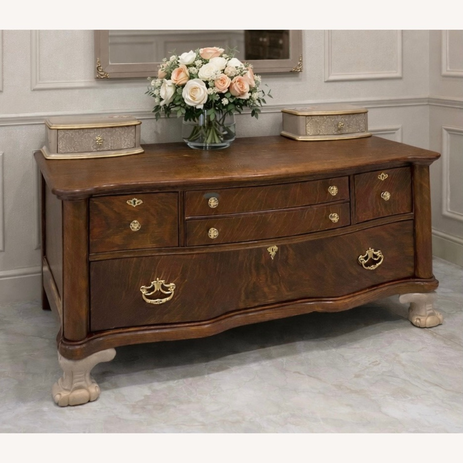 Karges Furniture Dark Brown Wood Dresser - image-1