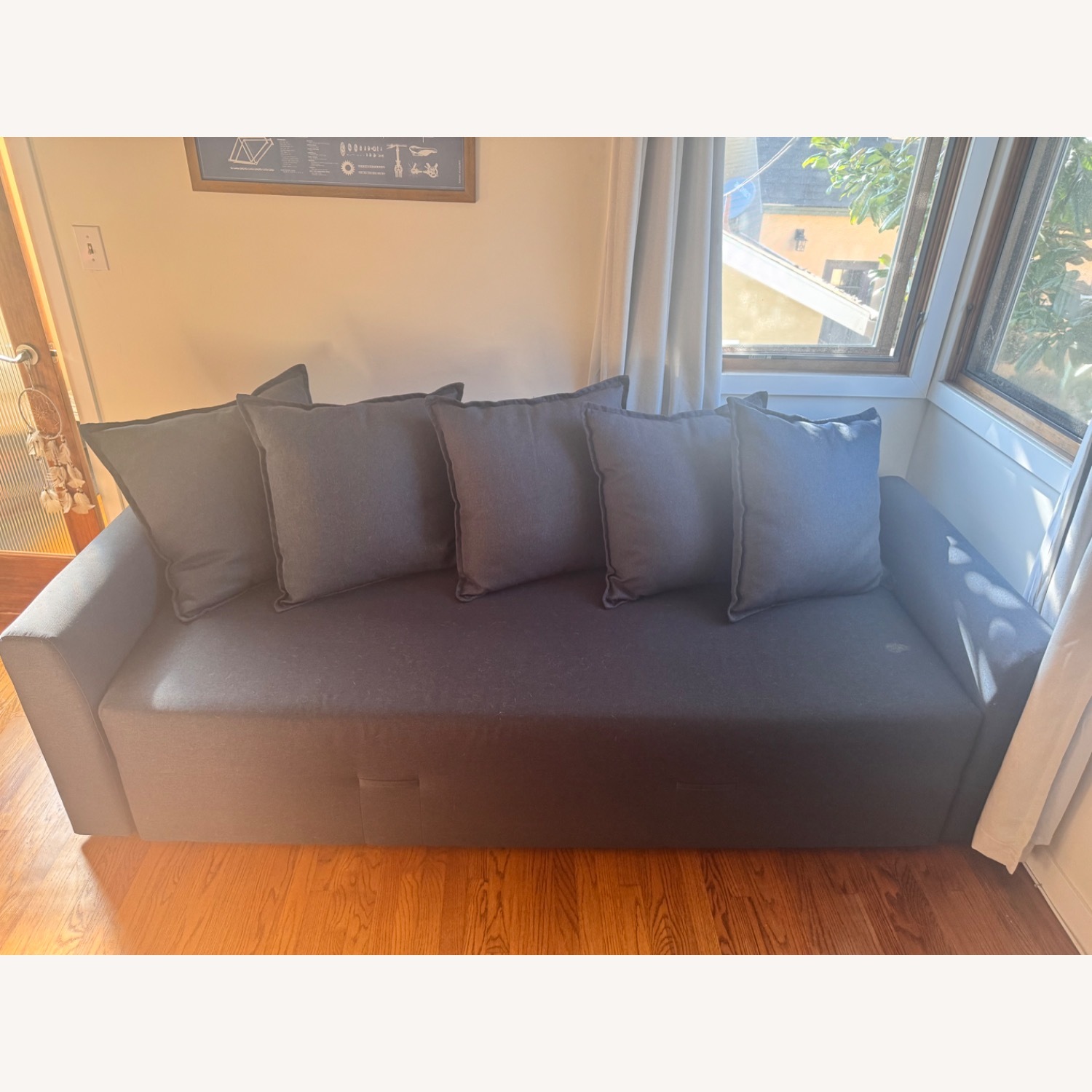 Blue Fabric Sleeper Sofa - image-1