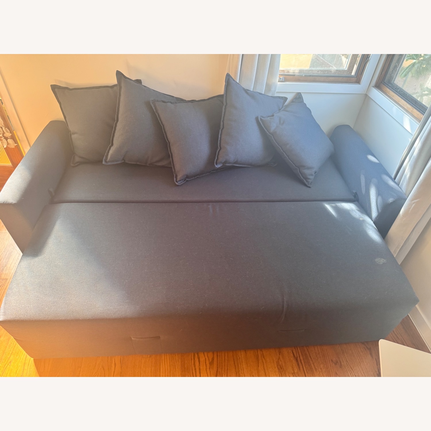 Blue Fabric Sleeper Sofa - image-3