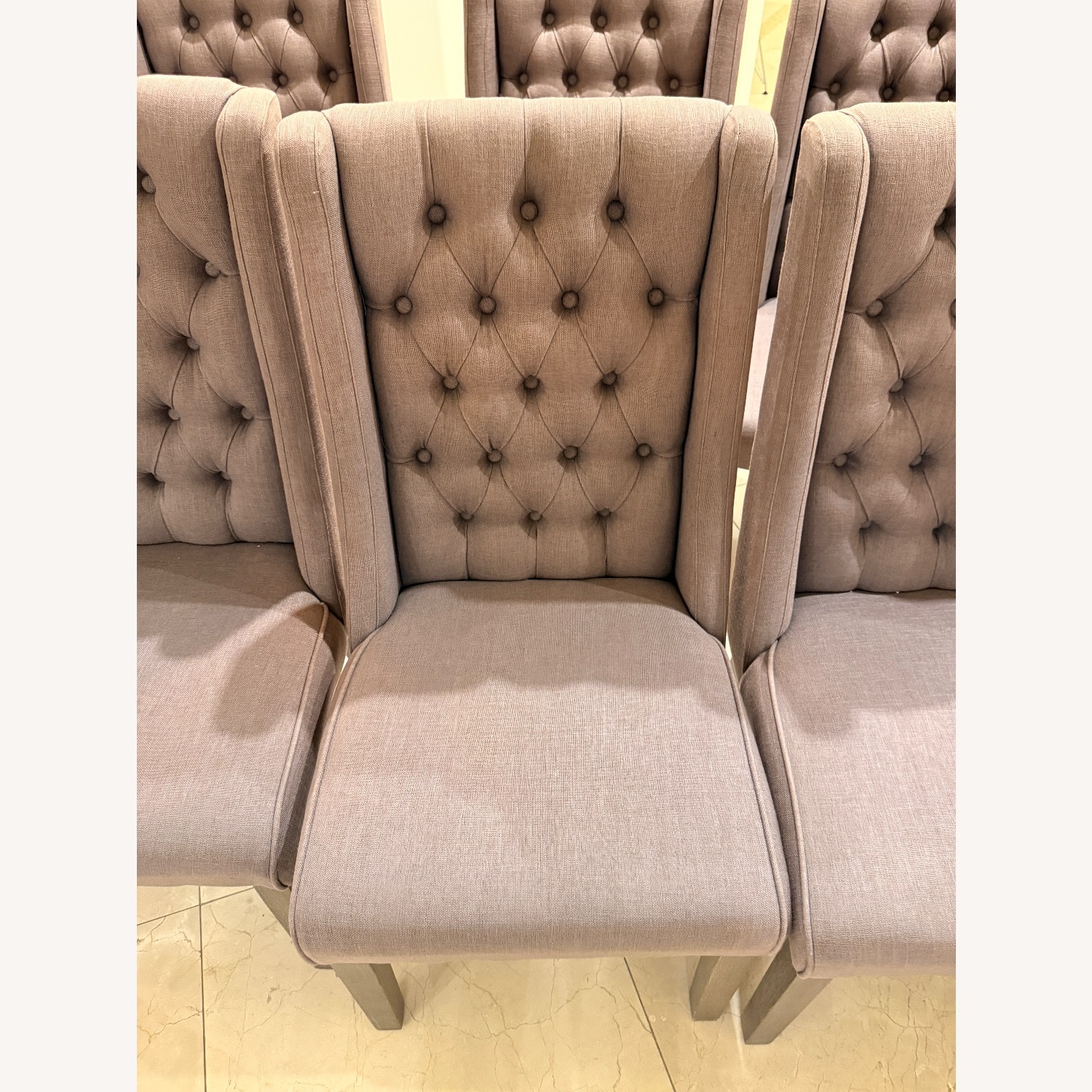 8 Tufted Wingback Dining Chairs | Gray/Mauve - image-3