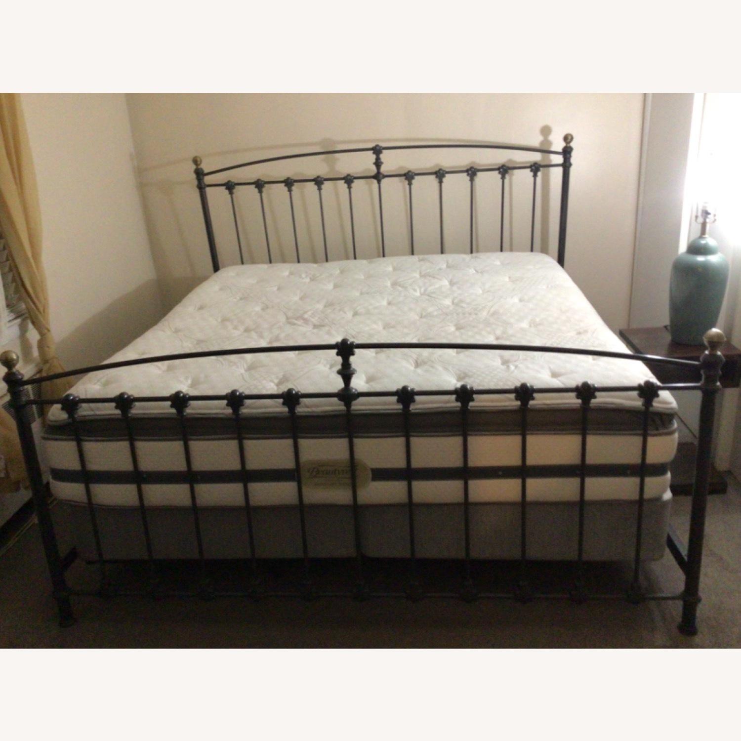 Dark Gray Metal King Bed - image-1