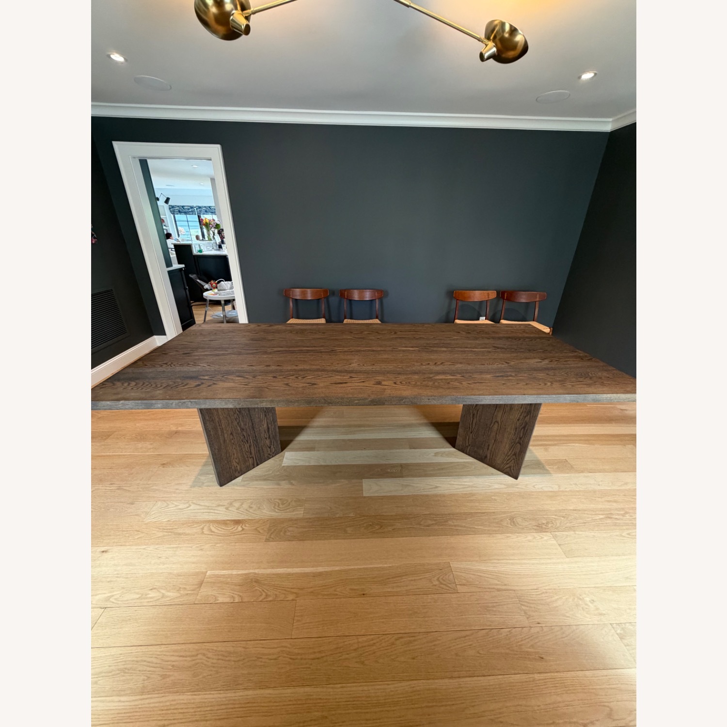 Dark Brown Oak Wood Dining Table - image-2