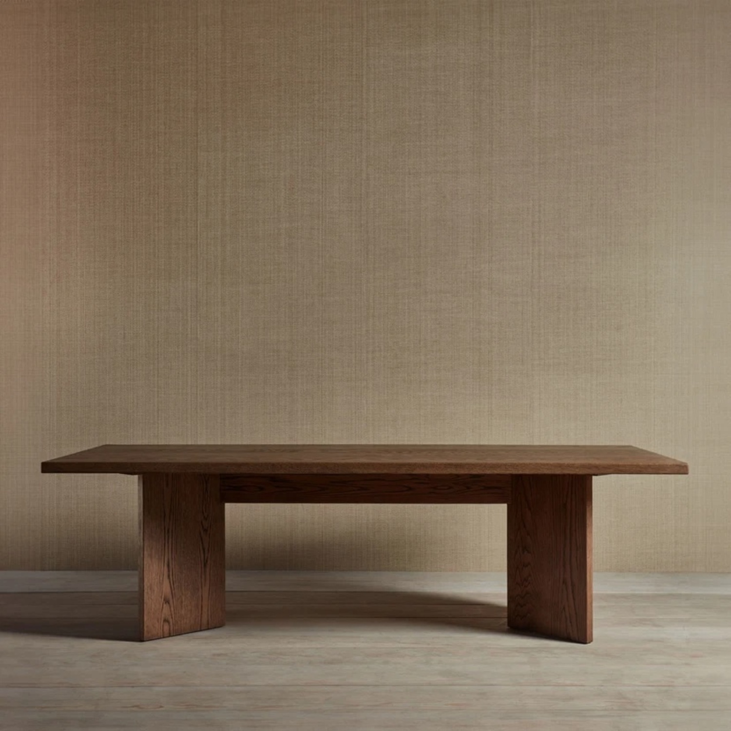 Dark Brown Oak Wood Dining Table - image-6