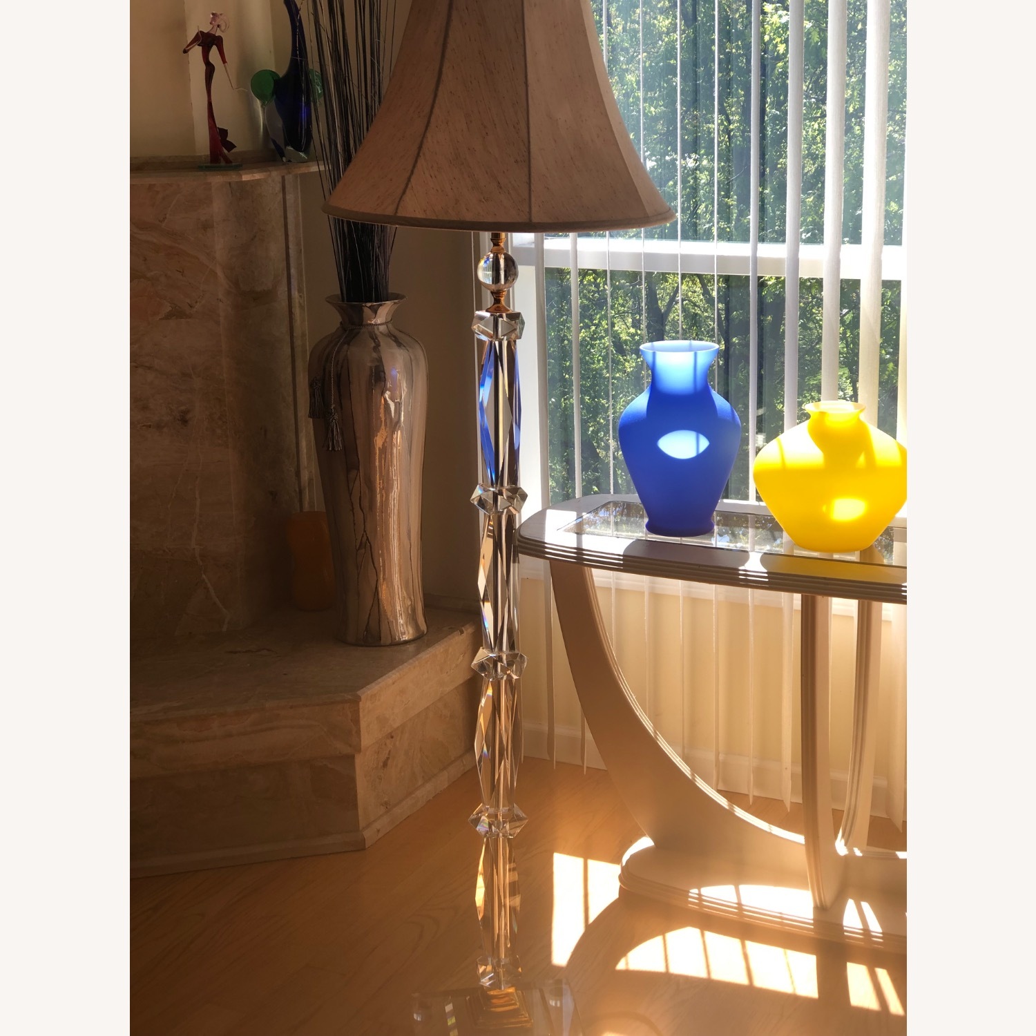 Vintage/Antique Natural Glass Floor Lamp - image-5